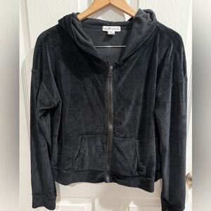 Eye Candy Black Zip-Up Hoodie Track Velour Zip Up Jacket